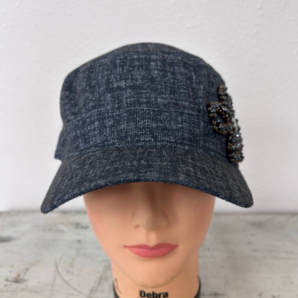 Newsboy hat cap vintage style beaded rhinestones flower fairy grunge retro - Picture 7 of 11
